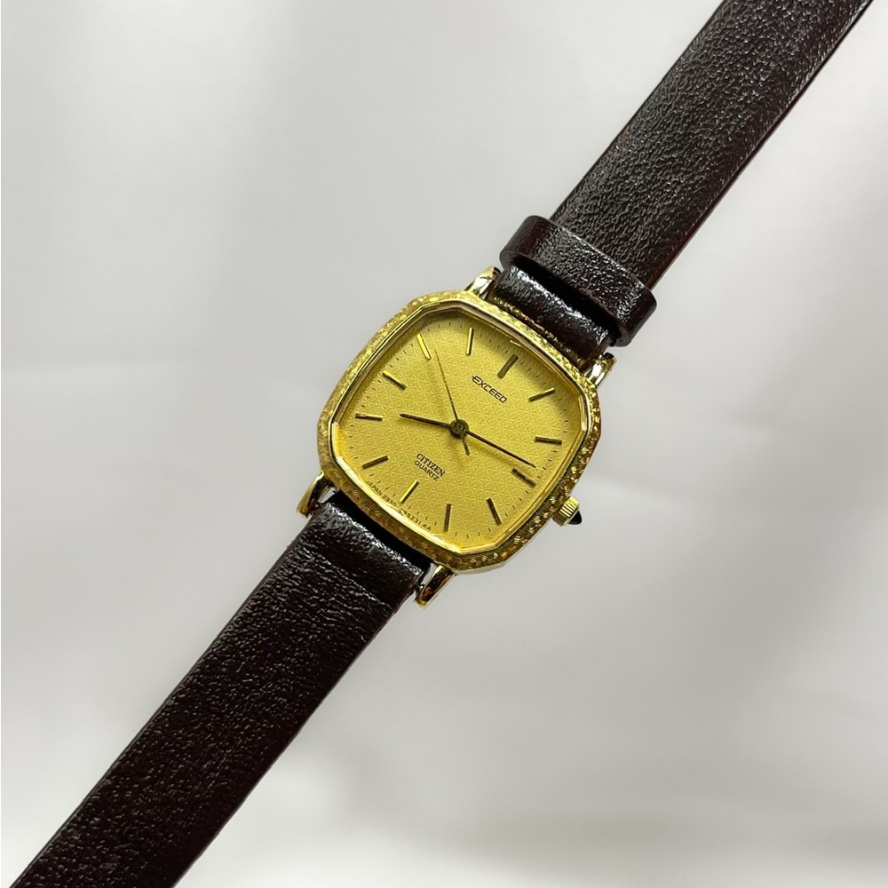 Seiko Gold Dial with Dark Brown Strap